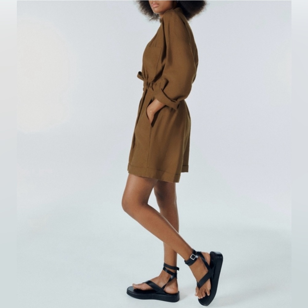 ZARA Long-sleeve Brown Romper
